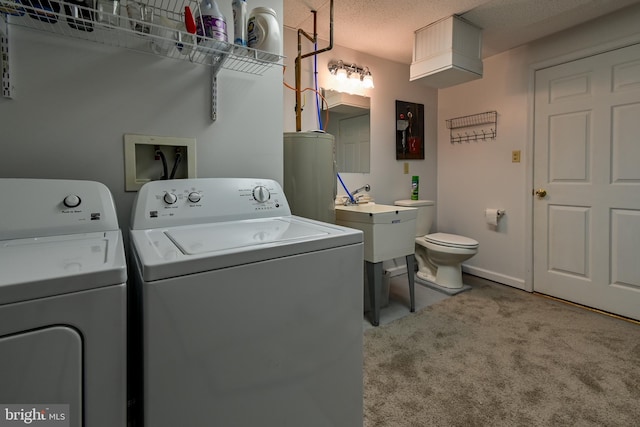 170 Vaughndom Way, Martinsburg, WV 25404 - washroom featuring independent washer and dryer, water heater, and carpet floors