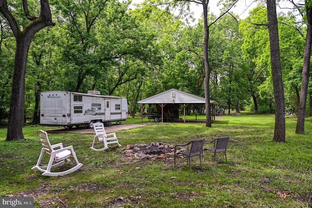 170 Vaughndom Way, Martinsburg, WV 25404 - view of grassy yard featuring an outdoor structure and an outdoor fire pit