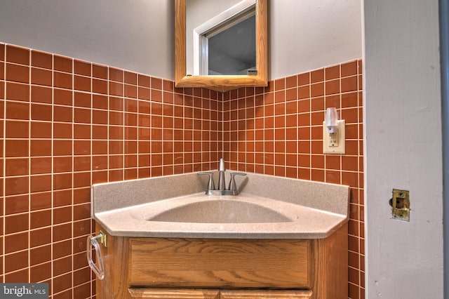 3217 Beech Ridge Dr, Pocono Summit, PA 18346 - bathroom with vanity and tile walls