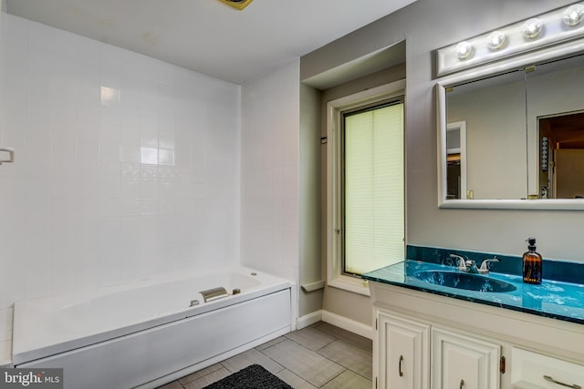 3217 Beech Ridge Dr, Pocono Summit, PA 18346 - full bath with vanity, baseboards, tile patterned floors, and  shower combination