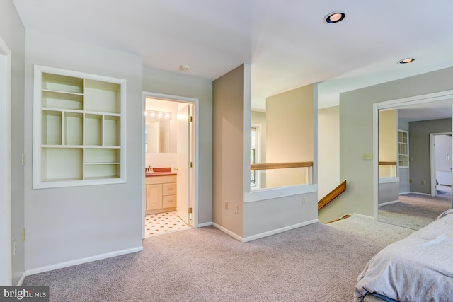 3217 Beech Ridge Dr, Pocono Summit, PA 18346 - carpeted bedroom with baseboards, recessed lighting, and ensuite bathroom