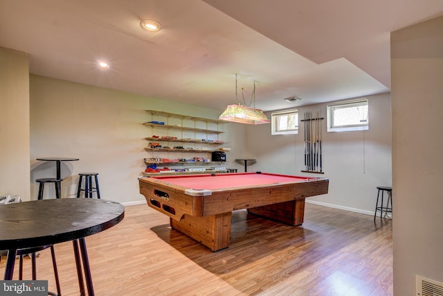 3217 Beech Ridge Dr, Pocono Summit, PA 18346 - game room featuring wood finished floors, baseboards, billiards, and recessed lighting