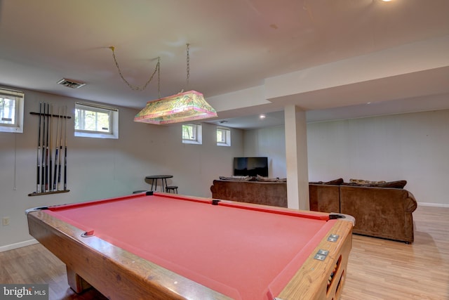 3217 Beech Ridge Dr, Pocono Summit, PA 18346 - recreation room with pool table, light wood-style flooring, and baseboards