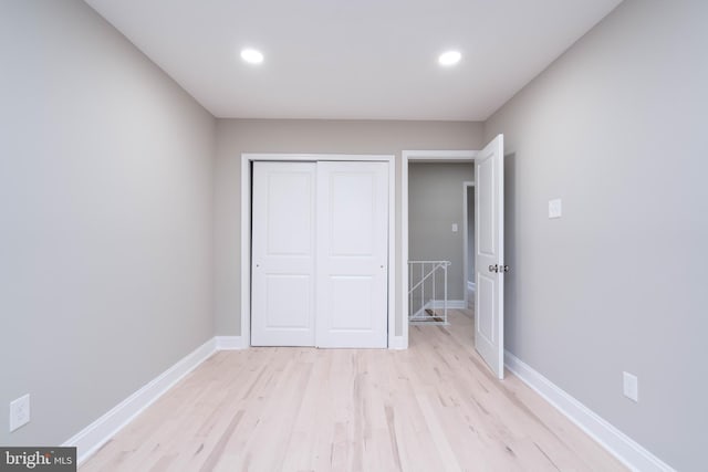 1420 Alexander Way, Bensalem, PA 19020 - unfurnished bedroom featuring baseboards, light wood-style flooring, recessed lighting, and a closet