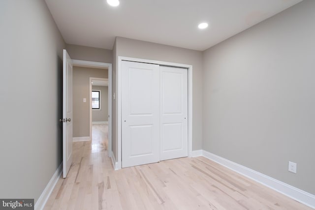 1420 Alexander Way, Bensalem, PA 19020 - unfurnished bedroom featuring light wood-style flooring, baseboards, a closet, and recessed lighting