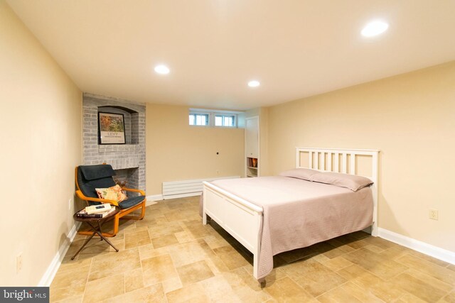 6306 Blackburn Ct, Baltimore, MD 21212 - bedroom featuring recessed lighting, baseboards, and a fireplace