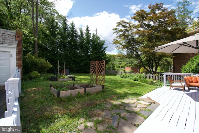 6306 Blackburn Ct, Baltimore, MD 21212 - view of yard featuring a vegetable garden and a deck