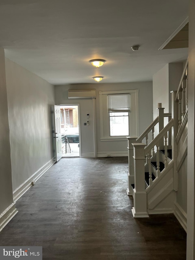 2208 W Oakdale St, Philadelphia, PA 19132 - foyer featuring plenty of natural light, stairs, dark wood-style flooring, and baseboards