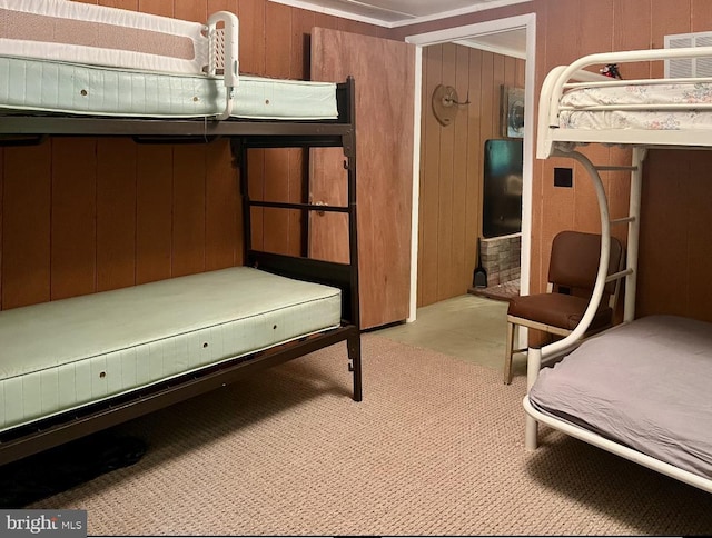 1374 Mccabe Rd, Landisburg, PA 17040 - bedroom with light carpet and wooden walls
