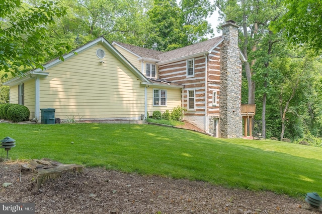 9020 Old Dominion Dr, Mclean, VA 22102 - back of house with a lawn and a chimney