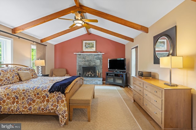 9020 Old Dominion Dr, Mclean, VA 22102 - bedroom featuring a fireplace and ceiling fan