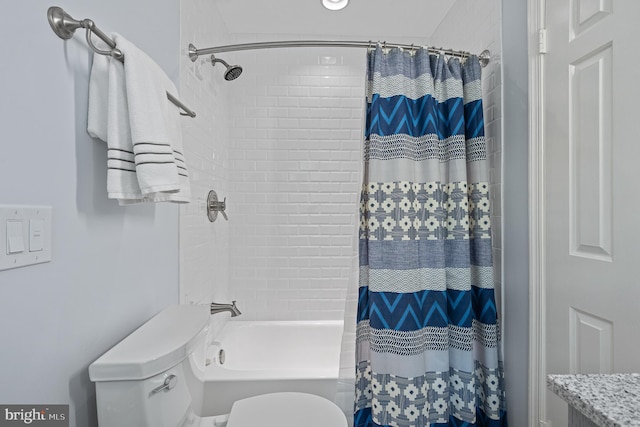 9020 Old Dominion Dr, Mclean, VA 22102 - bathroom featuring toilet and shower / bath combination with curtain