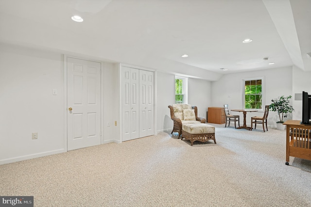9020 Old Dominion Dr, Mclean, VA 22102 - sitting room featuring carpet flooring, baseboards, and recessed lighting
