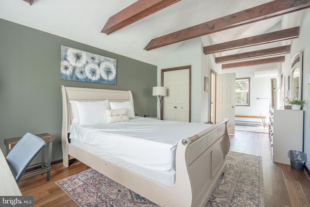 7572 Eagle Rock Dr, Tobyhanna, PA 18466 - bedroom featuring wood finished floors, an AC wall unit, and a closet