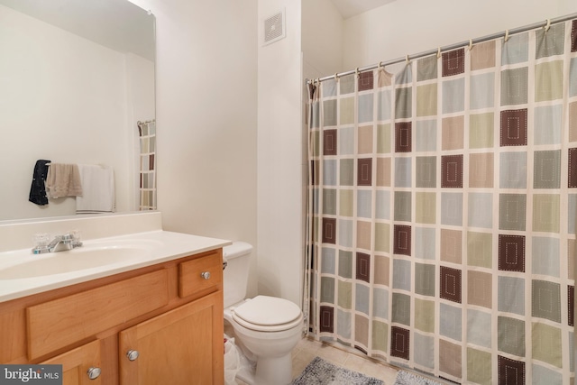 5170 William Colin Ct, Centreville, VA 20120 - bathroom featuring toilet, vanity, curtained shower, and tile patterned flooring
