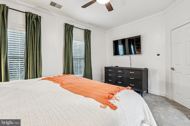 13128 Kahns Rd, Manassas, VA 20112 - bedroom featuring crown molding, carpet flooring, baseboards, and ceiling fan