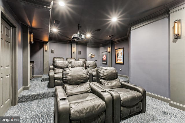 13128 Kahns Rd, Manassas, VA 20112 - home theater with carpet, ornamental molding, baseboards, and recessed lighting