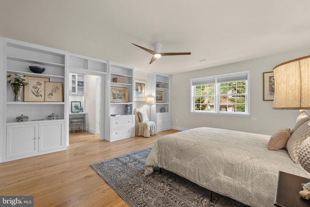 6358 Brampton Ct, Alexandria, VA 22304 - bedroom featuring light wood-style floors, a ceiling fan, and baseboards