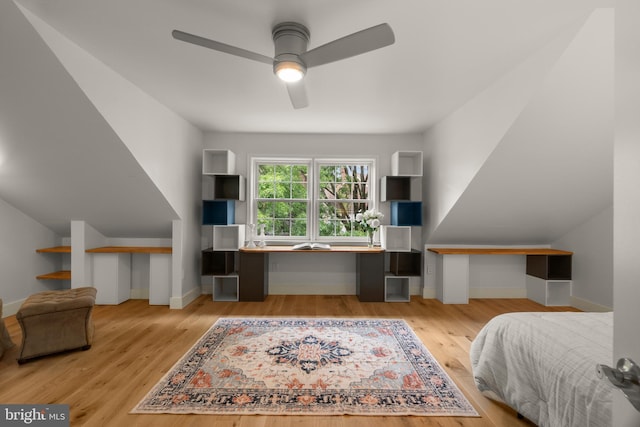 6358 Brampton Ct, Alexandria, VA 22304 - bedroom with wood finished floors, a desk, baseboards, and ceiling fan