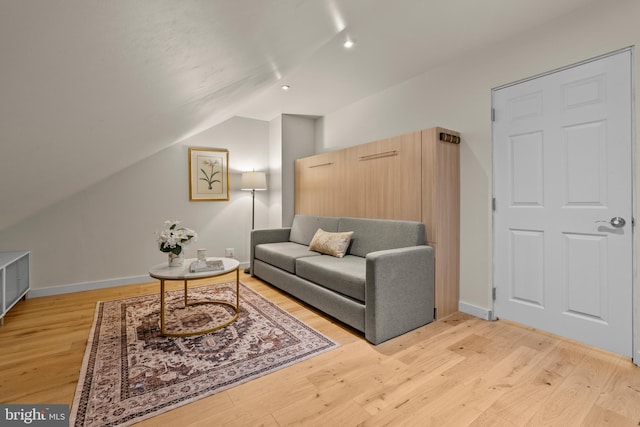 6358 Brampton Ct, Alexandria, VA 22304 - living room featuring lofted ceiling, light wood-type flooring, baseboards, and recessed lighting