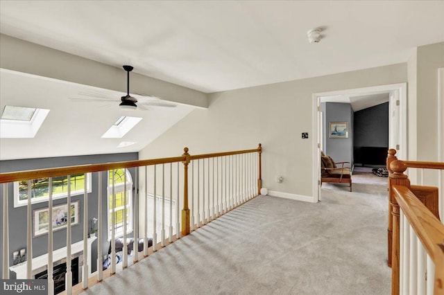 29 Colorado Ave, Sinking Spring, PA 19608 - hallway featuring a skylight, light colored carpet, and baseboards
