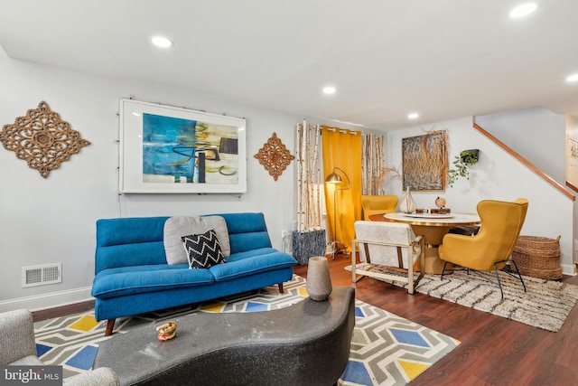 202 E Lafayette Ave, Baltimore, MD 21202 - living area with wood finished floors, recessed lighting, baseboards, and stairs