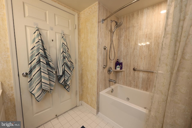508 Limerick Cir Unit 402, Lutherville Timonium, MD 21093 - full bathroom featuring tile patterned floors, shower / bath combo with shower curtain, and baseboards