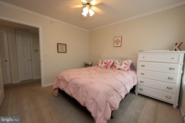 508 Limerick Cir Unit 402, Lutherville Timonium, MD 21093 - carpeted bedroom featuring crown molding, baseboards, and ceiling fan