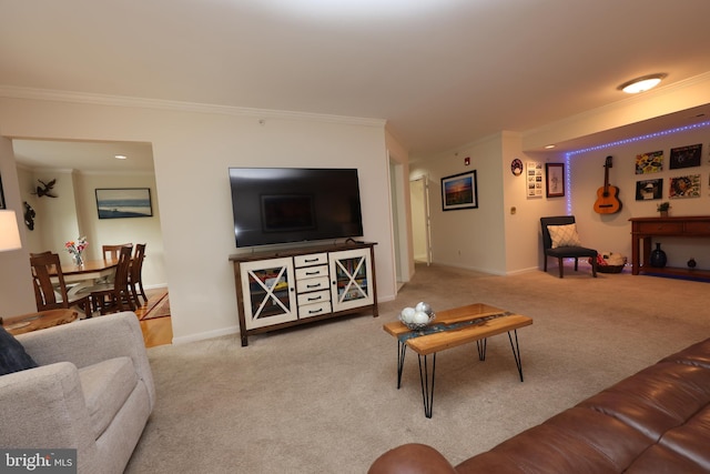 508 Limerick Cir Unit 402, Lutherville Timonium, MD 21093 - living area featuring crown molding, carpet, and baseboards