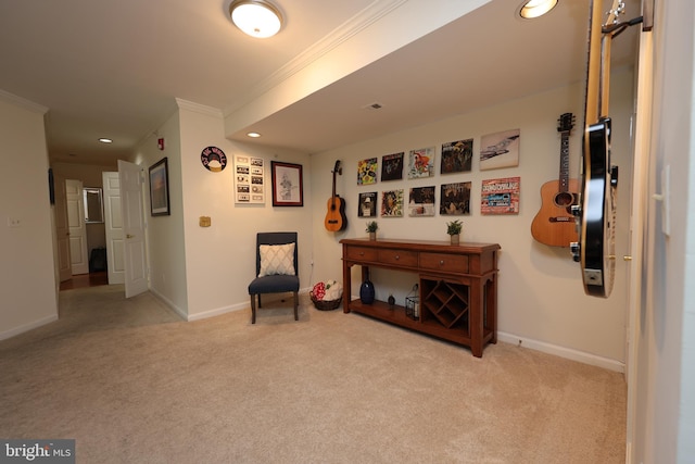 508 Limerick Cir Unit 402, Lutherville Timonium, MD 21093 - living area featuring crown molding, carpet flooring, recessed lighting, and baseboards