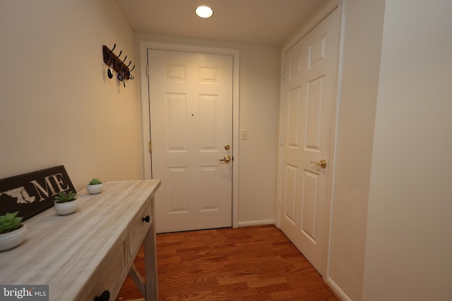 508 Limerick Cir Unit 402, Lutherville Timonium, MD 21093 - doorway with light wood-style floors, recessed lighting, and baseboards
