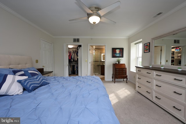 508 Limerick Cir Unit 402, Lutherville Timonium, MD 21093 - bedroom featuring ornamental molding, a spacious closet, light carpet, a closet, and baseboards