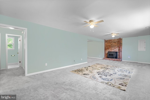 23359 Patuxent View Rd, Lexington Park, MD 20653 - unfurnished living room featuring carpet, ceiling fan, and baseboards