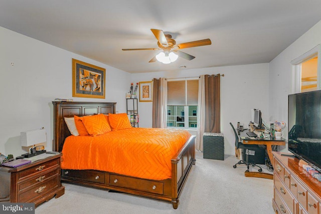 109 Riverwalk Blvd, Burlington, NJ 08016 - bedroom with light colored carpet, an office area, and a ceiling fan