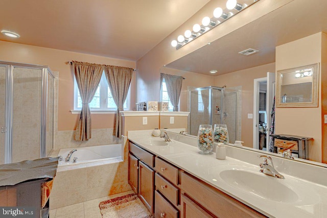 109 Riverwalk Blvd, Burlington, NJ 08016 - full bath with a shower stall, a garden tub, tile patterned flooring, and double vanity