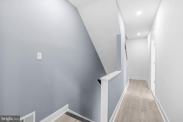 10 W Pomona St, Philadelphia, PA 19144 - hallway with light wood-type flooring, an upstairs landing, baseboards, and recessed lighting