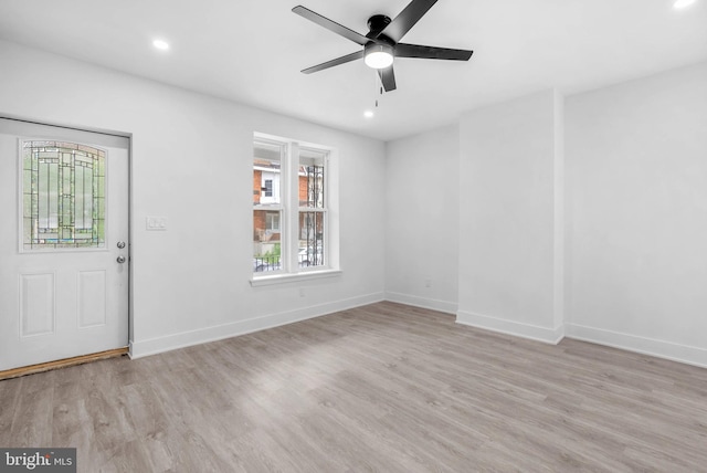 10 W Pomona St, Philadelphia, PA 19144 - unfurnished room with ceiling fan, plenty of natural light, light wood finished floors, recessed lighting, and baseboards