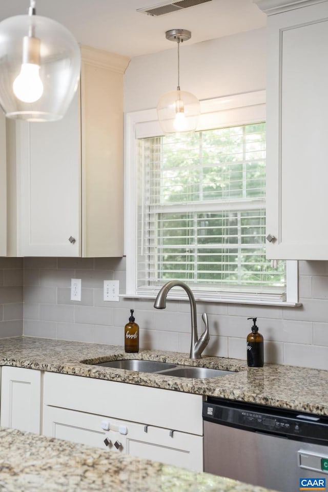 1902 English Oaks Cir N, Charlottesville, VA 22911 - kitchen featuring a sink, dishwasher, tasteful backsplash, and white cabinets