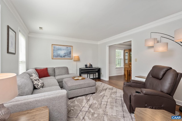 1902 English Oaks Cir N, Charlottesville, VA 22911 - living room with ornamental molding, wood finished floors, and baseboards