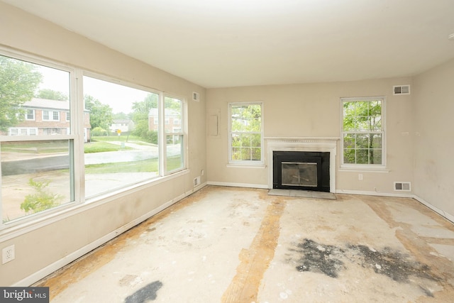 4 Corvas Ct, Sewell, NJ 08080 - unfurnished living room with baseboards and a fireplace with flush hearth