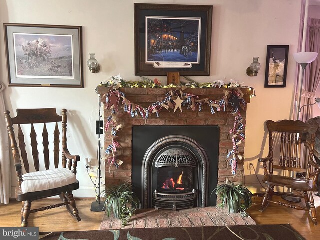 460 Baltimore St, Gettysburg, PA 17325 - sitting room with wood finished floors, baseboards, and a lit fireplace