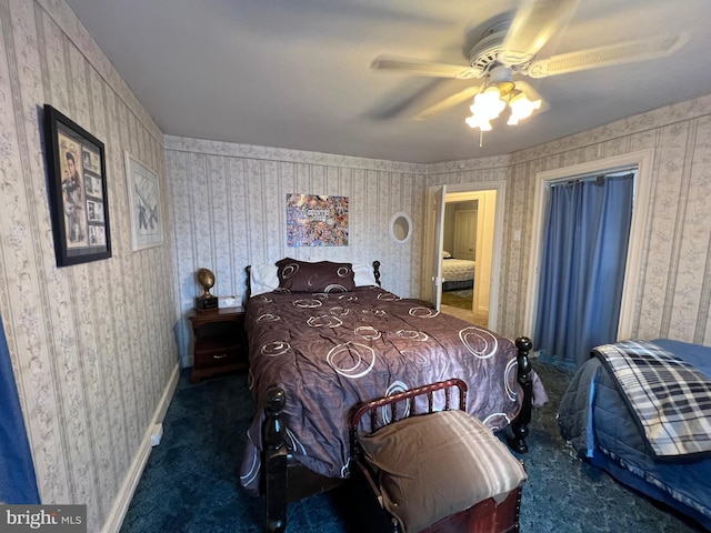 460 Baltimore St, Gettysburg, PA 17325 - carpeted bedroom with wallpapered walls, a ceiling fan, and baseboards