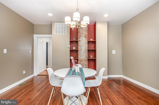 7536 Marks Ave, Nottingham, MD 21236 - dining room featuring a chandelier, dark wood-style flooring, baseboards, and recessed lighting