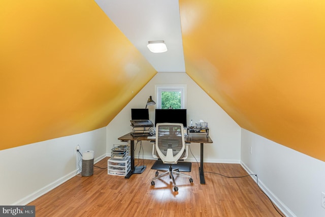 7536 Marks Ave, Nottingham, MD 21236 - home office featuring wood finished floors, vaulted ceiling, and baseboards