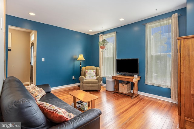 7536 Marks Ave, Nottingham, MD 21236 - living room featuring wood-type flooring, baseboards, and recessed lighting