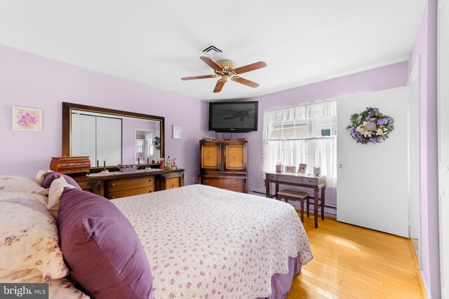 29 Sheffield Pl, Southampton, NJ 08088 - bedroom featuring light wood-style flooring and ceiling fan