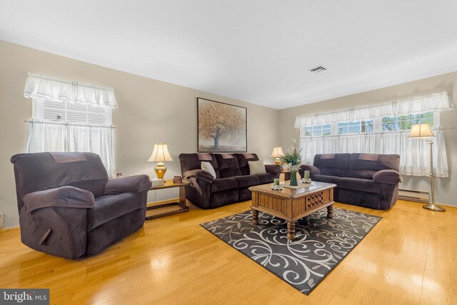 29 Sheffield Pl, Southampton, NJ 08088 - living area featuring a baseboard heating unit and wood finished floors