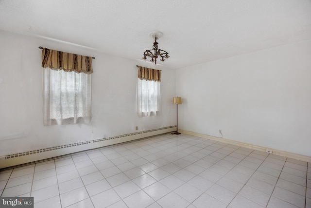 3962 Bensalem Blvd, Bensalem, PA 19020 - unfurnished room featuring a baseboard radiator and a chandelier