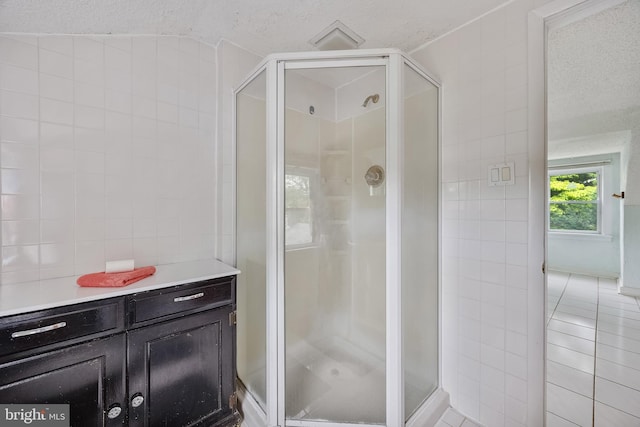 3962 Bensalem Blvd, Bensalem, PA 19020 - full bathroom with a textured ceiling and a shower stall
