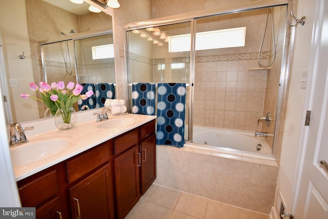 11665 Leesborough Cir, Silver Spring, MD 20902 - full bathroom with tile patterned flooring, tiled shower / bath, and double vanity